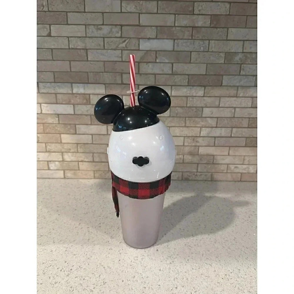 Disney Parks Holiday Snowman Mickey Mouse Hat Light Up Tumbler Sipper Cup - Picture 3 of 4